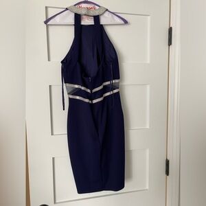 Elegant Purple Halter Dress with Silver Accents